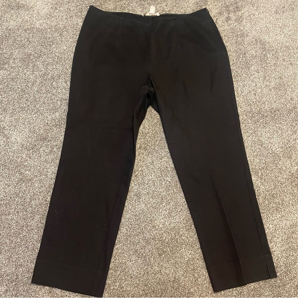 Chico’s Size 2 Medium 12 Black Crop Cotton Stretch Side Zipper Flat Front Pants